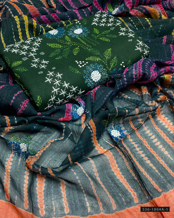 3 PC Unstitched Hand Embroidered Lawn Collection - S36-1804A-R