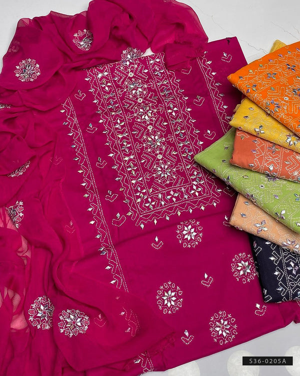 3-Piece Hand Embroidered Lawn Unstitched Dress Collection - S36-0205A