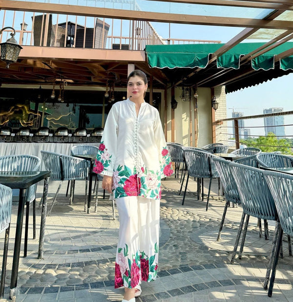 3PC Shamoze Silk Digital Print Shirt, Trouser and Dupatta👗 S47-AR