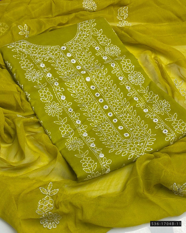 3 PC Unstitched Hand Embroidered Lawn Collection - S36-1704B
