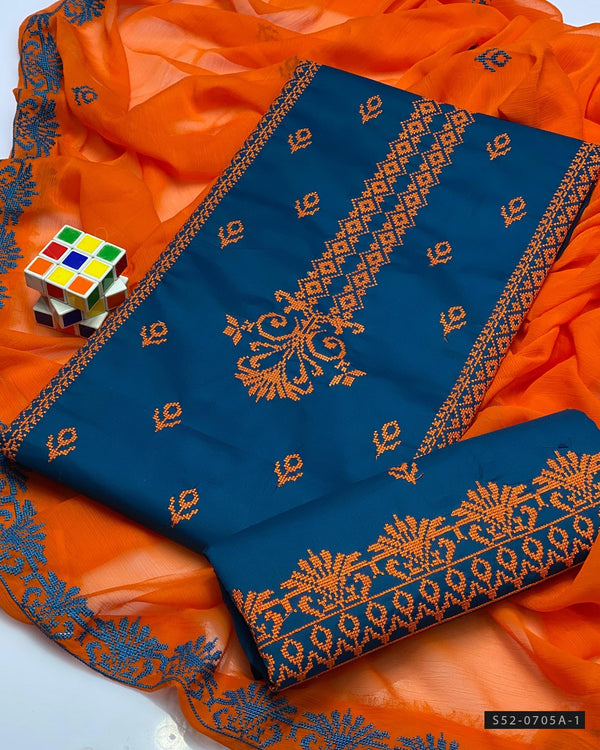3 PC Unstitched Lawn Dress Collection - S52-0705A